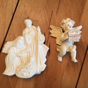 Set of Old Avon Ivory Christmas Ornaments